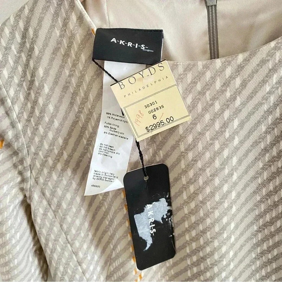 AKRIS Tweed Double Face Wool Sheath Dress Clay Sunrise Size 6 NWT - Picture 5 of 14